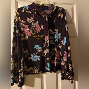 APT 9 Tie Blouse with Bell Sleeves Size Medium